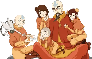 Avatar The Last Airbender Group Illustration PNG Image