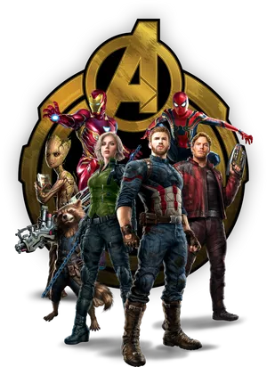 Avengers Team Showcase PNG Image