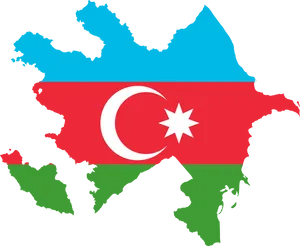 Azerbaijan Flag Map PNG Image