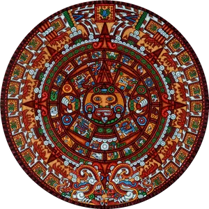 Aztec Sun Stone Artwork PNG Image