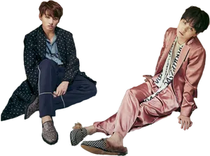 B T S Duoin Stylish Outfits PNG Image