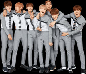 B T S Group Laughterin Grey Suits PNG image with transparent background