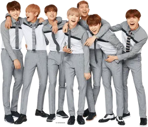 B T S Group Laughterin Grey Suits PNG Image