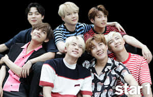 B T S Group Pose Atstar1 Magazine PNG image with transparent background