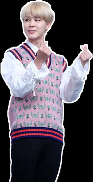 B T S Member Traditional Vest Thumbs Up PNG image with transparent background