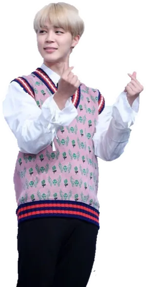 B T S Member Traditional Vest Thumbs Up PNG Image