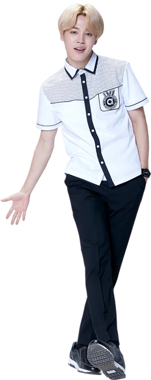 B T S Memberin Stylish Outfit PNG Image