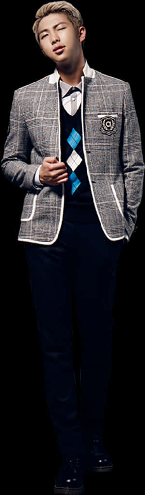 B T S Memberin Stylish Suit PNG image with transparent background