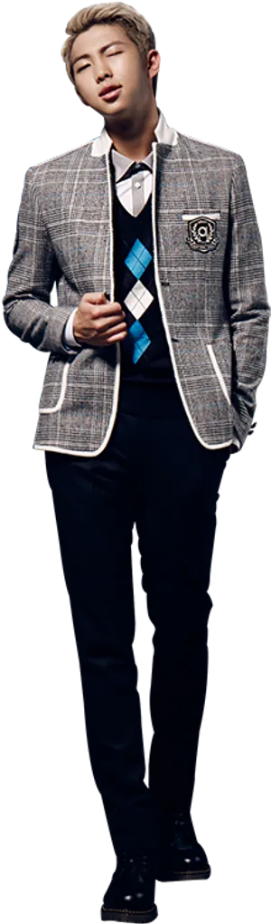 B T S Memberin Stylish Suit PNG Image