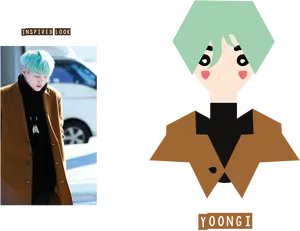 B T S Yoongi Chibi Inspired Look PNG Image