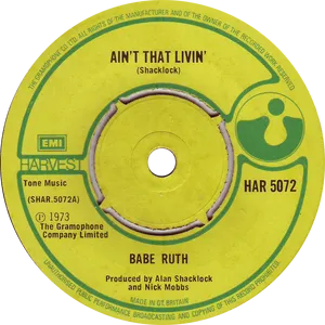 Babe Ruth Aint That Livin Vinyl Record Label1973 PNG Image