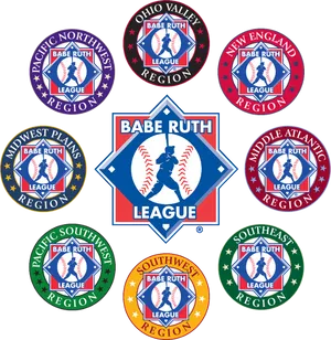 Babe Ruth Baseball Regions Emblems PNG Image