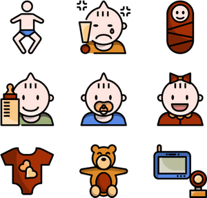 Baby Activity Icons Set PNG image with transparent background
