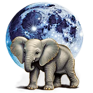 Baby Elephant And Moon Png 06122024 PNG Image