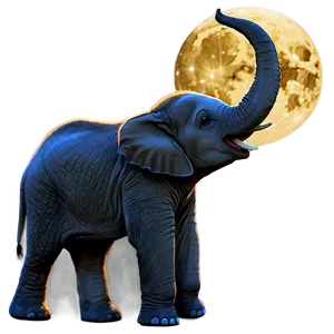 Baby Elephant And Moon Png 06122024 PNG Image