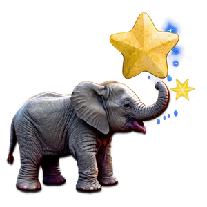 Baby Elephant Under Stars Png Shk PNG Image