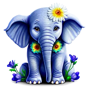 Baby Elephant With Flowers Png 36 PNG Image