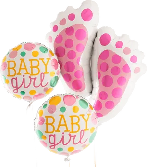 Baby Girl Footprint Balloons PNG Image