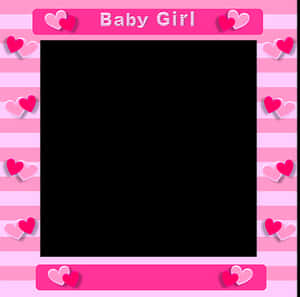 Baby Girl Frame Pink Hearts PNG image with transparent background