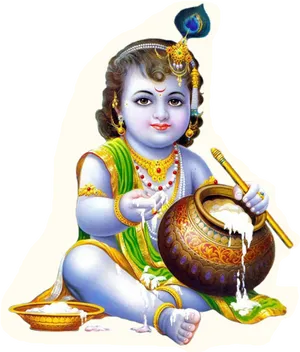 Baby Krishna Butter Thief PNG Image