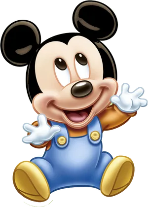 Baby Mickey Cheerful Pose PNG Image