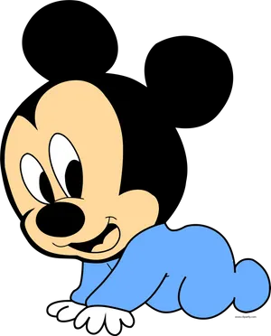 Baby Mickey Crawling Cartoon PNG Image