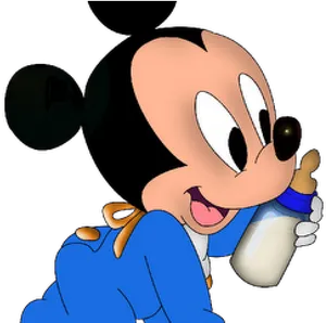 Baby Mickey Drinking Milk PNG Image