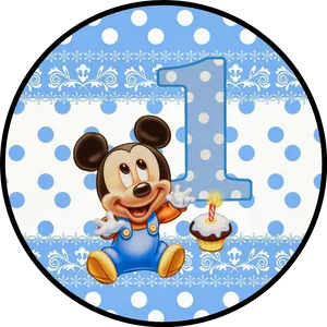 Baby Mickey First Birthday PNG Image