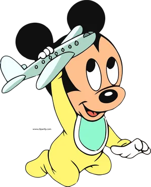 Baby Mickey Playing Pilot PNG Image