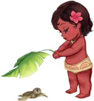 Baby Moana Leaf Turtle PNG Image