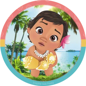 Baby Moana Tropical Backdrop PNG Image