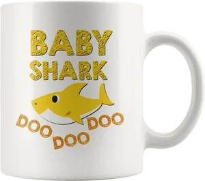 Baby Shark Themed Coffee Mug PNG Image