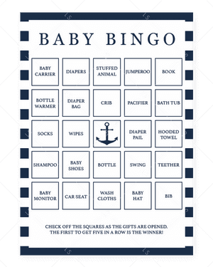 Nautical Printable Baby Bingo Cards By Littlesizzle - Circus Party Thank You, HD Png Download PNG image with transparent background