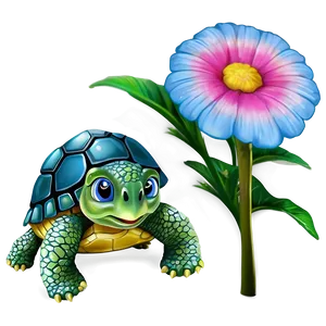 Baby Turtle And Flower Png 60 PNG Image