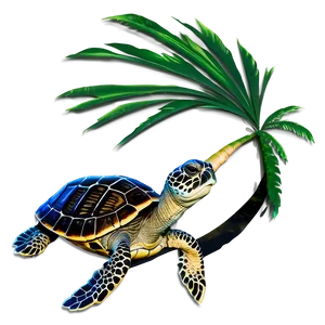 Baby Turtle And Palm Tree Png Jik PNG Image