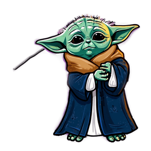 Baby Yoda Cartoon in Robe PNG dcy10 PNG