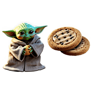 Baby Yoda Cartoon with Cookie PNG 06252024 PNG
