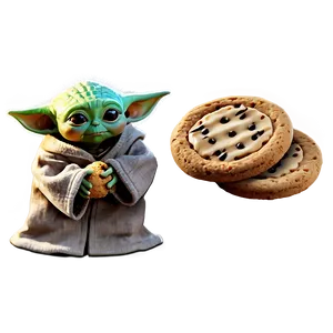 Baby Yoda Cartoon With Cookie Png 06252024 PNG Image