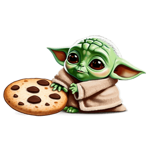 Baby Yoda Cartoon with Cookie PNG 24 PNG