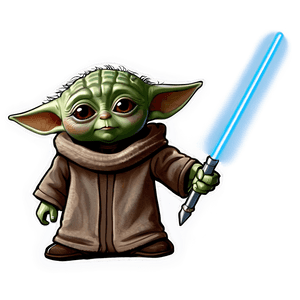 Baby Yoda Cartoon with Starship PNG 2 PNG