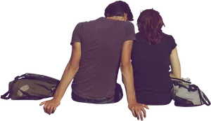 Backto Back Couple Sitting PNG Image