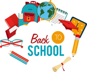 Backto School Educational Supplies Graphic PNG Image