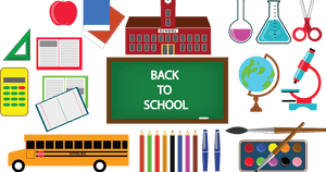 Backto School Suppliesand Accessories PNG image with transparent background