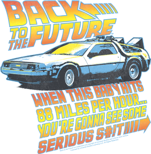 Backtothe Future De Lorean Time Travel Graphic PNG image with transparent background