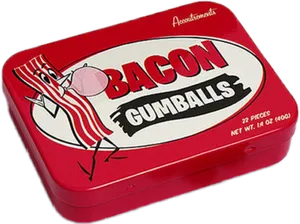 Bacon Flavored Gumballs Tin Packaging PNG Image