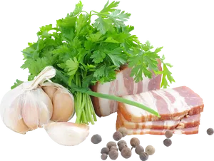 Bacon Garlic Parsley Peppercorns PNG Image