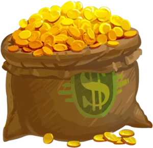 Bagof Gold Coins Illustration PNG Image