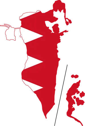 Bahrain Map Flag Design PNG Image