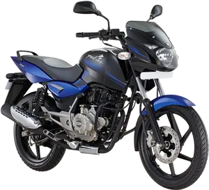 Bajaj Pulsar Motorcycle Blue Black PNG Image