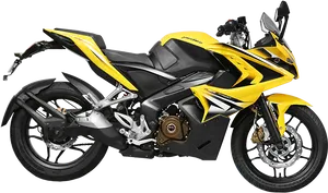 Bajaj Pulsar Sporty Motorcycle Yellow Black PNG Image